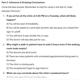 Inference and Drawing Conclusions screenshot